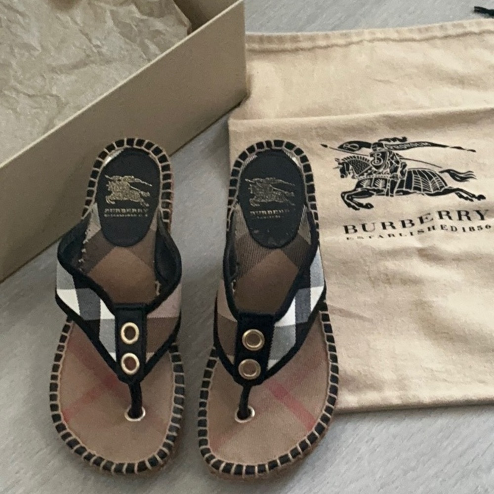 Burberry Wedge Espadrille Sandals - size 35 or 5 US - worn twice.